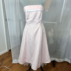 Vintage Roberta Bridal strapless tea length dress 10 tulle trim audrey hepburn